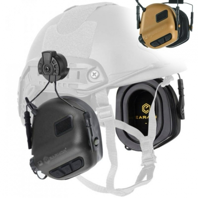 EARMOR M31H PLUS Electronic Hearing Protector, Helmet Mount - Coyote Brown