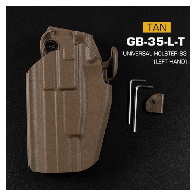 WST Universal Belt Holster GB35 Full size (Glock 17, P226, M92F) , Left Hand - Tan