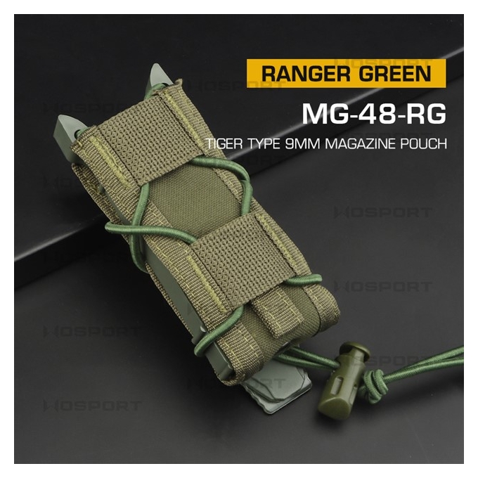 Tiger type MOLLE sumka na 9mm pistolové zásobníky - Ranger Green