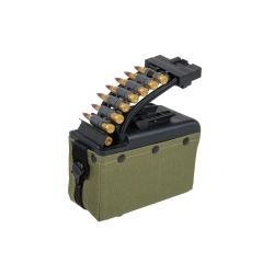 Electric box magazine for A&K M249 with imitation ammunition, 2000 BBs - Olive